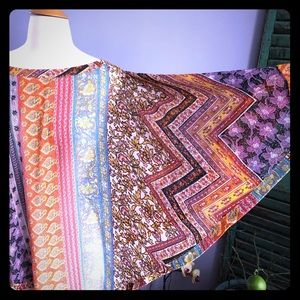 Sheer Coldwater Creek printed flowy poncho blouse